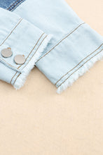 Load image into Gallery viewer, Raw Hem Color Block Denim Jacket