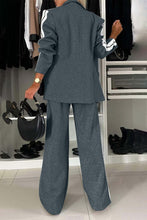 Load image into Gallery viewer, Full Size Contrast Lapel Collar Top and Pants Set