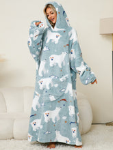 Load image into Gallery viewer, Fuzzy Pocketed Long Sleeve Hooded Lounge Dress