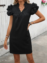 Load image into Gallery viewer, Ruffled Notched Cap Sleeve Mini Dress
