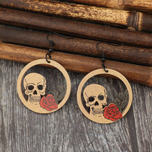 Load image into Gallery viewer, Wooden Cutout Skeleton Earrings