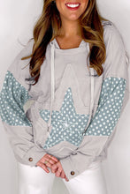 Load image into Gallery viewer, Floral Patchwork Star Pattern Drawstring Hoodie