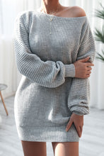 Load image into Gallery viewer, Boat Neck Long Sleeve Mini Sweater Dress