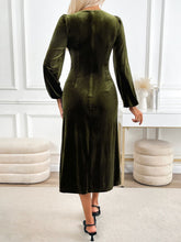 Load image into Gallery viewer, Perfee Slit V-Neck Long Sleeve Midi Dress