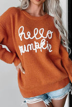 Load image into Gallery viewer, Contrast Letter Round Neck Long Sleeve Sweater