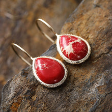 Load image into Gallery viewer, Copper Natural Stone Teardrop Shape Earrings