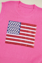 Load image into Gallery viewer, Sequin US Flag Round Neck Sweater Vest