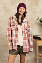 Load image into Gallery viewer, Drawstring Plaid Long Sleeve Hooded Jacket