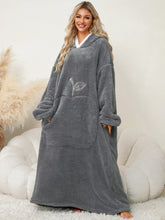 Load image into Gallery viewer, Pocketed Contrast Long Sleeve Hooded Lounge Dress