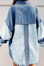 Load image into Gallery viewer, Raw Hem Color Block Denim Jacket