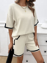 Load image into Gallery viewer, Contrast Trim Round Neck Top and Shorts Set