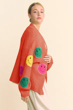 Load image into Gallery viewer, Davi &amp; Dani Fuzzy Smile Open Front Long Sleeve Cardigan