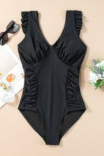 Load image into Gallery viewer, Full Size Ruched V-Neck One-Piece Swimwear