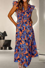 Load image into Gallery viewer, Ruffled Printed Cap Sleeve Dress