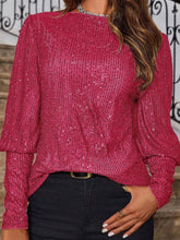 Load image into Gallery viewer, Sequin Boat Neck Long Sleeve Top