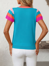 Load image into Gallery viewer, Mandy Contrast Round Neck Short Sleeve Knit Top