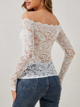 Load image into Gallery viewer, Off-Shoulder Long Sleeve Lace Top