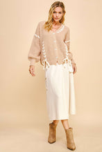 Load image into Gallery viewer, Davi &amp; Dani Lace-Up Ribbon Bow Button Down Cardigan