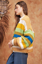 Load image into Gallery viewer, Davi &amp; Dani Contrast Striped Open Front Lantern Sleeve Cardigan