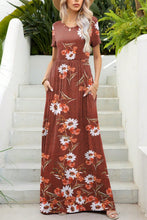 Load image into Gallery viewer, Printed Round Neck Short Sleeve Maxi Dress