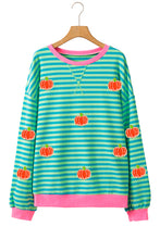 Load image into Gallery viewer, Pumpkin Striped Long Sleeve Sweatshirt