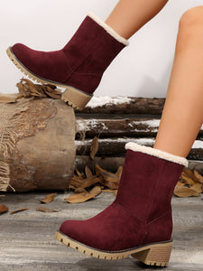 Thermal Fuzzy Block Heel Boots