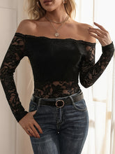 Load image into Gallery viewer, Off-Shoulder Long Sleeve Lace Top