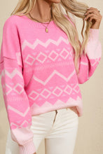 Load image into Gallery viewer, Geometric Drop Shoulder Long Sleeve Sweater