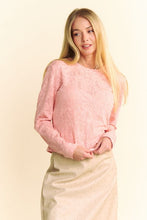 Load image into Gallery viewer, Davi &amp; Dani Lace Mesh Round Neck Long Sleeve Top