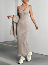 Load image into Gallery viewer, Ribbed Cropped Hooded Top and V-Neck Tank Dress Set