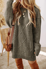 Load image into Gallery viewer, Cable-Knit Round Neck Sweater Dress