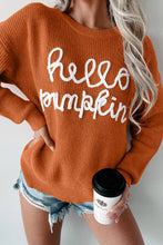 Load image into Gallery viewer, Contrast Letter Round Neck Long Sleeve Sweater