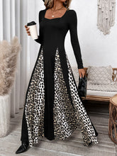 Load image into Gallery viewer, Perfee Leopard Square Neck Long Sleeve Maxi Dress