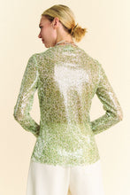 Load image into Gallery viewer, Davi &amp; Dani Sequin Mock Neck Long Sleeve Mesh Top