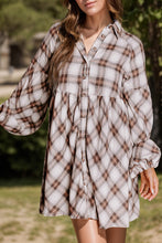 Load image into Gallery viewer, Plaid Long Sleeve Mini Shirt Dress