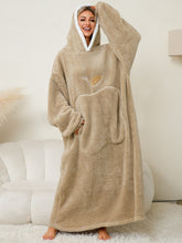 Load image into Gallery viewer, Pocketed Contrast Long Sleeve Hooded Lounge Dress