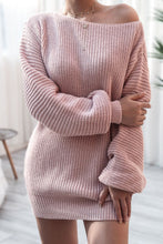 Load image into Gallery viewer, Boat Neck Long Sleeve Mini Sweater Dress