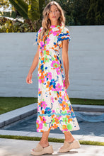 Load image into Gallery viewer, Tiered Printed Round Neck Cap Sleeve Dress