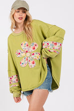 Load image into Gallery viewer, SAGE + FIG Daisy Patch Applique Long Sleeve Sweatshirt