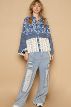 Load image into Gallery viewer, POL Lace Hem Embroidered Long Sleeve Shirt