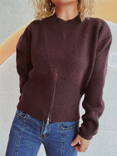 Load image into Gallery viewer, Round Neck Half Zip Long Sleeve Sweater