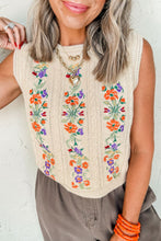 Load image into Gallery viewer, Embroidered Cable-Knit Round Neck Sweater Vest