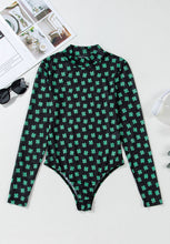 Load image into Gallery viewer, Lucky Clover Mock Neck Long Sleeve Bodysuit