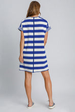 Load image into Gallery viewer, Umgee Peace Applique Striped Short Sleeve Mini Dress