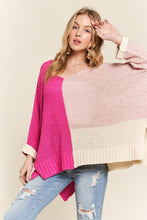 Load image into Gallery viewer, ADORA Side Slit Color Block Long Sleeve Sweater