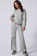 Load image into Gallery viewer, Side Striped Round Neck Top and Pants Active Set