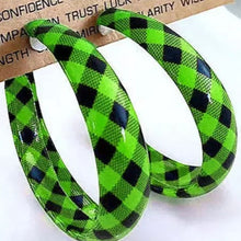 Load image into Gallery viewer, Plaid PU Leather Hoop Earrings