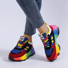 Load image into Gallery viewer, Lace-Up Mesh Round Toe Platform Sneakers