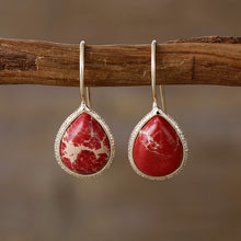 Load image into Gallery viewer, Copper Natural Stone Teardrop Shape Earrings