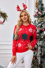 Load image into Gallery viewer, Christmas Tree Round Neck Long Sleeve Sweater